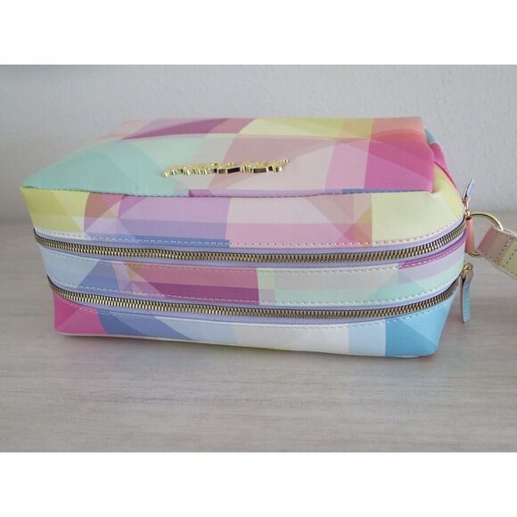 Betsey Johnson CBJ-1084 Women's Multi Color Block Weekender Cosmetic Case - Picture 6 of 8